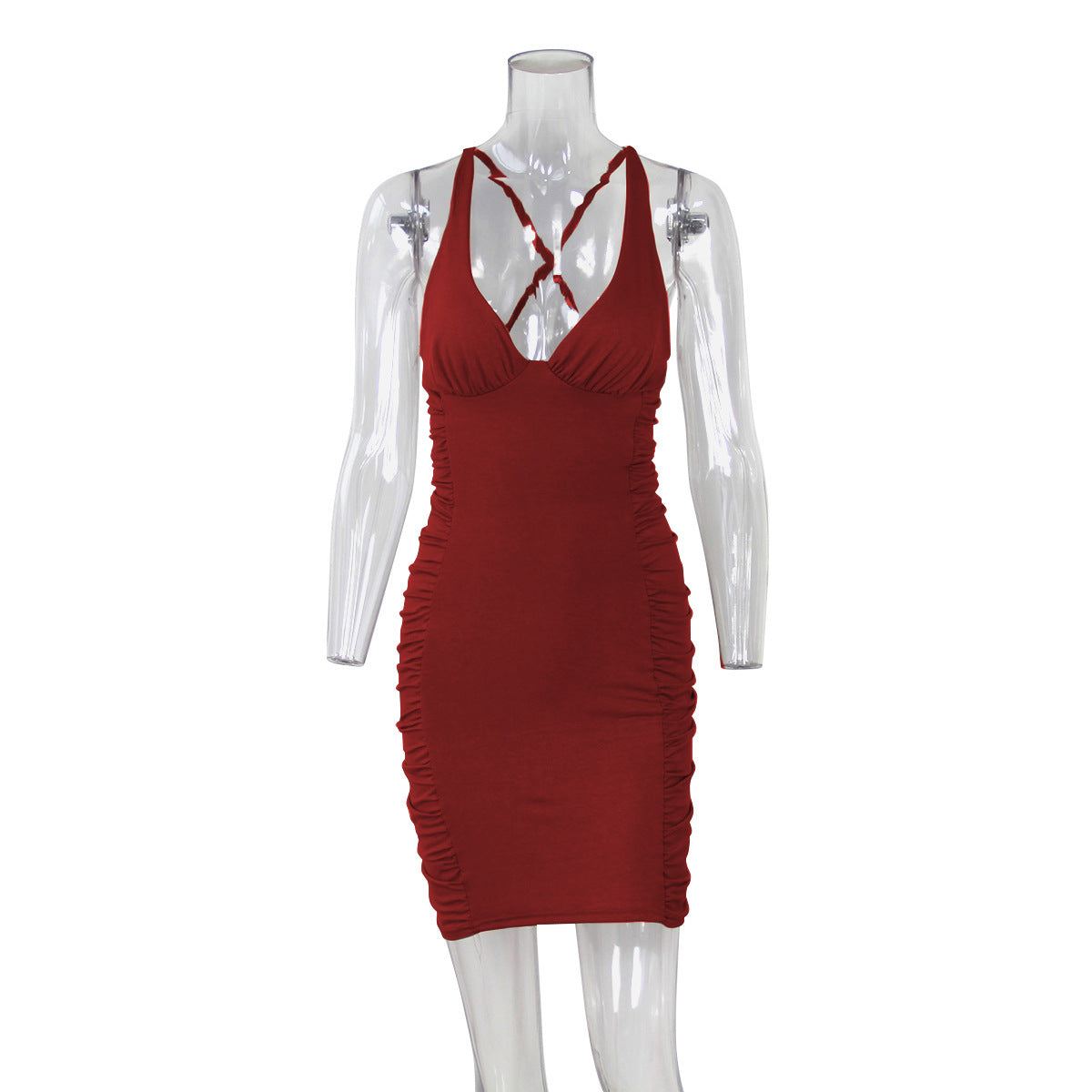 Sexy Deep V-neck Backless Suspender Dress INS Fashion Slim Hip Backless Short Dresses Summer Women&